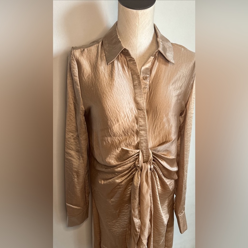 Steve Madden tie curious dress long sleeve champagne  Small